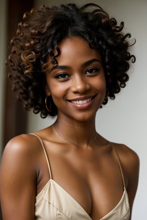 highly detailed RAW color Photo of (gorgeous stunning African American woman), (closeup of face), (smile, sexy look, highly detailed eyes), big lips, (highly detailed hair, short curly braided hair), sharp body, highly detailed body, highly detailed face, perfect lighting, shadows, sharp focus, 8k high definition, insanely detailed, intricate, masterpiece, highest quality, cropped short curly afro hair