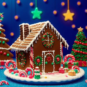 A gingerbread house decorated with icing and candy.,DonMN30nChr1stGh0sts