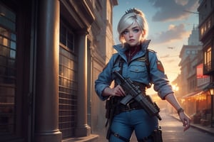  masterpiece,best quality, highly detailed, weiss schnee,1girl,solo,scar across eye,  cowboy shot, wearing military uniform, standing with fellow officer in cityscape, (volumetric lighting), intricate details, tonemapping, sharp focus, hyper detailed poakl, 