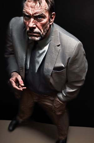 (Masterpiece, Detailed Image, 8K, Real Image) Middle-aged man, grim expression, nihilistic face, full body shot, Quint Eastwood, tough guy