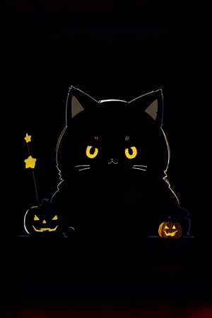 cute, kawaii, (fuwafuwa drawing:1.6),
BREAK
black cat, black robe, star stick, halloween pumpkin