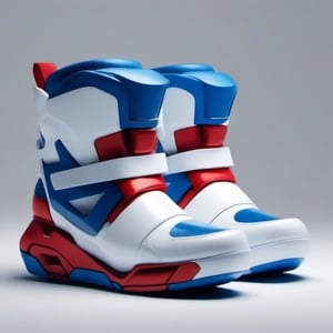 white with blue and red robotic shoes