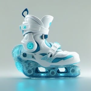 aqua and white robotic ice shoes