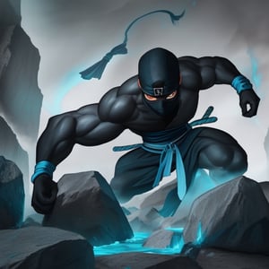 A black ninja with stone elemental power