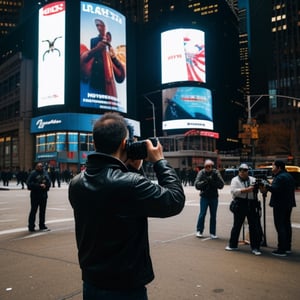 A man taking photographs in New York City