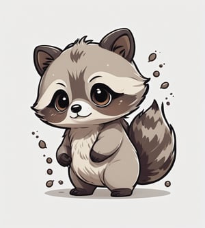 large raccoon, kawaii, cute, Line Chibi, white background, comic,ANIME ,Leonardo Style, anatomically correct,CARTOON,(best quality,breakdomain, 