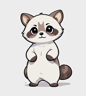 large raccoon, kawaii, cute, Line Chibi, white background, ,TSHIRT DESIGN, simple,cute comic,ANIME ,Leonardo Style, anatomically correct