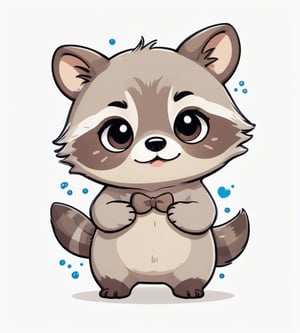 large raccoon, kawaii, cute, Line Chibi, white background, comic,ANIME ,Leonardo Style, anatomically correct,CARTOON