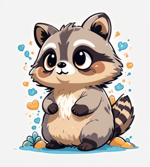 large raccoon, kawaii, cute, Line Chibi, white background, comic,ANIME ,Leonardo Style, anatomically correct,CARTOON,(best quality),cute comic,3d toon style