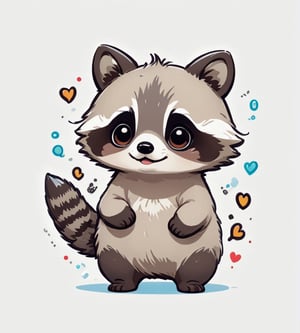 large raccoon, kawaii, cute, Line Chibi, white background, comic,ANIME ,Leonardo Style, anatomically correct,CARTOON,(best quality,ghibli