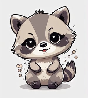 large raccoon, kawaii, cute, Line Chibi, white background, comic,ANIME ,Leonardo Style, anatomically correct,CARTOON,(best quality)