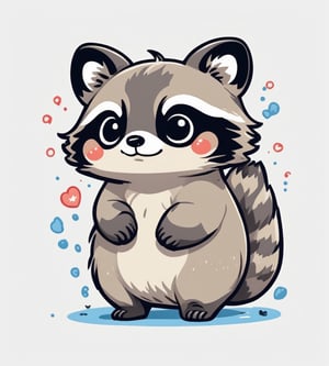 large raccoon, kawaii, cute, Line Chibi, white background, comic,ANIME ,Leonardo Style, anatomically correct,CARTOON,(best quality)