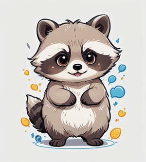large raccoon, kawaii, cute, Line Chibi, white background, comic,ANIME ,Leonardo Style, anatomically correct,CARTOON,(best quality),cute comic