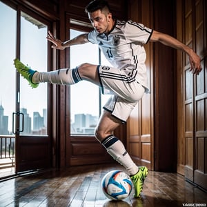 the cover of a new tv show in shanghai, 1 handsome men, Shot Soccer Jump, Germany Male Soccer Players, vasco jersey, inspired by breakdance photography, weathercore and hikecore aesthetics