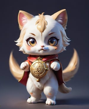 Cat holding a Chinese gold ingot  
chibi, looking at the front
minimalist design, BIG EYES,BIG Anime EYES,CHIBI