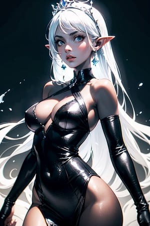 Masterpiece, 

colors, 

high definition, 

splash art, 

3/4 body,
White Hair,
Pointy Ears,
Tiara,
bioluminsecent glowing dress,
fantasy dress,
bare shoulders, 
pelvic curtain,
cleavage,

sin, 

lust, 

a beautiful woman, 

sharp focus,

dynamic lighting, 

unreal engine, 

detailed and complex environment, 

complex , 

sophisticated, 

beautiful, 

double exposure, 

exquisite, 

breathtaking, 

real, 

highly detailed, 

hyper-detailed , 

complex, 

8K, 

photographic super realistic masterpiece 8K 