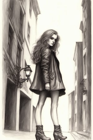 Following the aforementioned formula, here's a sample prompt for the provided subject:

"Confident 20-year-old woman, standing alone in the middle of a desolate street at night, BREAK wearing a leather jacket, ripped jeans, her auburn hair wild and free, surrounded by dimly lit buildings, BREAK defiant, mysterious, BREAK Pencil draw, BREAK Illuminated by a single overhead street lamp, casting long, dramatic shadows, BREAK Shot from a low-angle perspective, with a depth of field effect, BREAK High-resolution, emphasis on the texture of her clothing and the grunginess of the street.",Pencil Draw