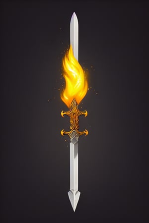 Flame, cool, burning,(A sword),(masterpiece),(best quality),(ultra-detailed)Game ICON, masterpieces, HDTransparent background, 3D rendering2D, Blender cycle, Volume light,No human, objectification, fantasy, futuristic style,cyberpunk, light effect, pendant, structured, high-definition, game icon,Chinoiserie, (2d), black background,sword