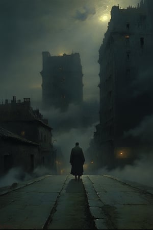  cloudy day, parkor person looking down at the street from balcony on top a giant sky scraper , looking down at streets bekbelo, , a strong fog near the building is seen overtaking the street below casting shadows, black sky, dark clouds, night time, art by ZdzisLaw Beksinski, sharp focus, high quality, 4k high resolution, dagobahlnd, art by ZdzisLaw Beksinski,
sharp focus, high quality, 4k high resolution,
dagobahlnd 