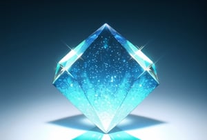 simple background, shiny, gradient, gradient background, no humans, sparkle, shadow, glowing, blue background, gem, light particles, reflection, crystal, transparent, still life