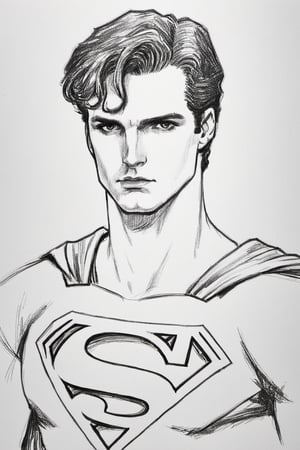 superman, pencil draw