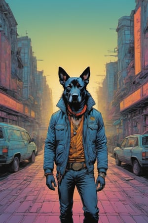 anthro (dog:1.1) merge (man:0.9) combo | wearing casual urban wear | urban setting | [no human skin:1.3], elegant, highly detailed, dramatic cinematic light, sharp focus, beautiful, divine holy, scenic, handsome, depicted, intricate, illuminated, professional, extremely, stunning, wonderful, attractive, best