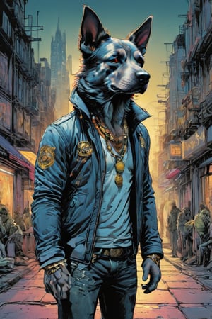 anthro (dog:1.1) merge (man:0.9) combo | wearing casual urban wear | urban setting | [no human skin:1.3], elegant, highly detailed, dramatic cinematic light, sharp focus, beautiful, divine holy, scenic, handsome, depicted, intricate, illuminated, professional, extremely, stunning, wonderful, attractive, best