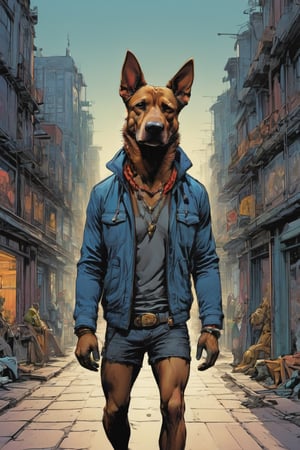 anthro (dog:1.1) merge (man:0.9) combo | wearing casual urban wear | urban setting | [no human skin:1.3], elegant, highly detailed, dramatic cinematic light, sharp focus, beautiful, divine holy, scenic, handsome, depicted, intricate, illuminated, professional, extremely, stunning, wonderful, attractive, best