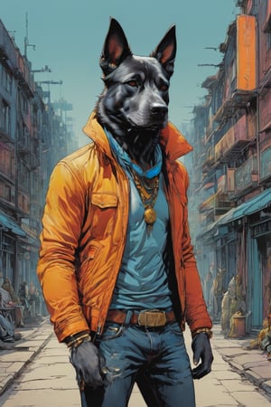 anthro (dog:1.1) merge (man:0.9) combo | wearing casual urban wear | urban setting | [no human skin:1.3], elegant, highly detailed, dramatic cinematic light, sharp focus, beautiful, divine holy, scenic, handsome, depicted, intricate, illuminated, professional, extremely, stunning, wonderful, attractive, best