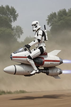 starwars stormtrooper riding a speederbike