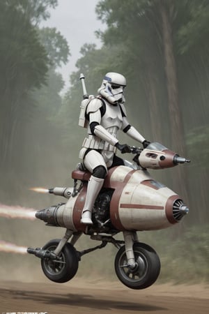 starwars stormtrooper riding a speederbike