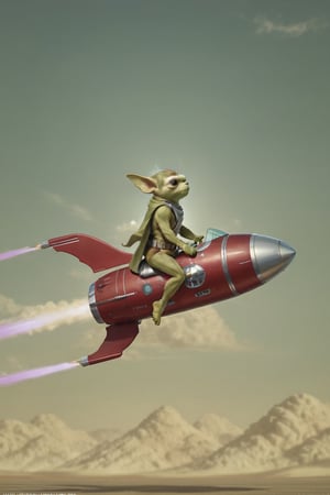 yoda riding a rocket