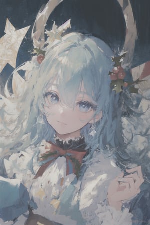 (masterpiece,best quality),finely detail, solo, close-up, pixiv, ,blue archive, detailed eyes, floating_hair,1girl, xmas,