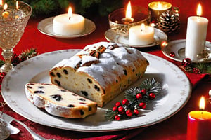 Stollen,　Warm table, Christmas Eve,aw0k euphoric style,  little candles 