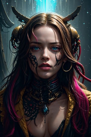 ultra high resolution, surreal, official art, divine nature, elegant and royal, red and yellow, girl, terminator, predator, complex detailed, medium shot, Holiness, Chaos, charming, majestic, beautiful Psychedelia, Madness, Highly detailed, intricate, midjourney, xyzabcplanets, scenery, Color magic,Realism