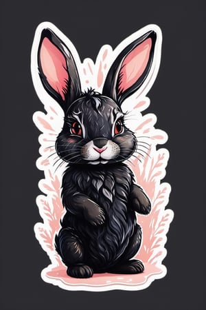 Printable stickers featuring a minimalist and adorable cartoon bunny on a pure black background.