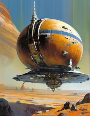 spaceship travelling past a planet, in space, ultra quality, highly detailed (ultra realism:1.2), art by john Berkey, art by chris foss,