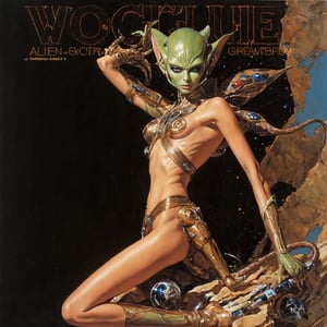 art by Masamune Shirow, art by J.C. Leyendecker, art by simon bisley, art by ralph steadman, a masterpiece, stunning beauty, hyper-realistic oil painting, star wars alien creatures, a portrait picture, incredible detail, fantasy portrait, smooth skin,  kaleidoscope graffiti background, Vogue, artint, frutiger, 