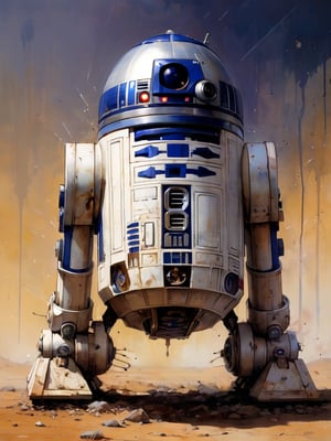 art by simon bisley, art by ralph steadman, a masterpiece, stunning detail, (((R2D2 the droid))), supreme leader of the empire,  a proud figure, superior in power, knowledge and might, 