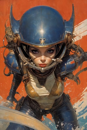 art by Masamune Shirow, art by J.C. Leyendecker, art by simon bisley, art by ralph steadman, a masterpiece, stunning beauty, hyper-realistic oil painting, star wars alien creatures, a portrait picture, incredible detail, fantasy portrait, alien skin, breathing apparatus, fish like skin, eel like noses, blue graffiti background,