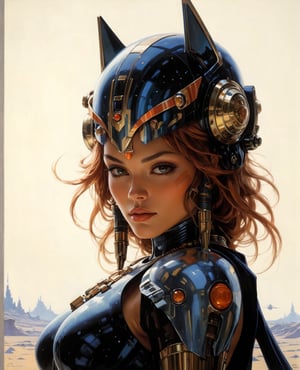 art by Masamune Shirow, art by J.C. Leyendecker, art by boris vallejo, art by gustav klimt, art by simon bisley, a masterpiece, stunning beauty, hyper-realistic oil painting, a galactic scene, Ahsoka Tano, combined with Robby the Robot, 