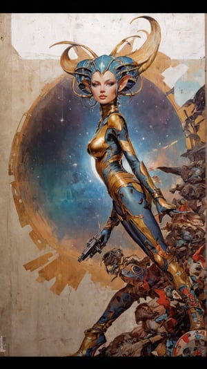 art by Masamune Shirow, art by J.C. Leyendecker, art by simon bisley, art by ralph steadman, a masterpiece, stunning beauty, hyper-realistic movie poster, 8k, star wars alien creatures, a portrait picture, incredible detail, fantasy portrait, smooth skin,  kaleidoscope graffiti background, Vogue, artint, frutiger, 