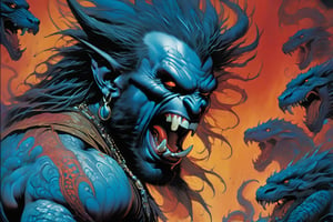 close up of the mans face, a sexy black african mans arm and shoulder, man is staring screaming at the viewer, raging, long hair, the arm and shoulder are covered in a very detailed intricate red and blue dragon tattoo that is protruding outfrom the skin, coming alive, its screaming, scratching, similar to dragon tattoo by Boris Vallejo, slowly you see the small dragon tattoo in parts is coming out of the skin and becoming a real version of the tattoo, sticking out, scales, extended claws, spit, spittle, blood drops, 16K, movie still, cinematic, ,omatsuri,DonMn1ghtm4reXL,DonMWr41thXL ,potma style,monster,retropunk style,Starship,zj