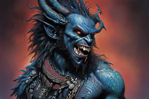 close up of the mans face, a sexy black african mans arm and shoulder, man is staring screaming at the viewer, raging, long hair, the arm and shoulder are covered in a very detailed intricate red and blue dragon tattoo that is protruding outfrom the skin, coming alive, its screaming, scratching, similar to dragon tattoo by Boris Vallejo, slowly you see the small dragon tattoo in parts is coming out of the skin and becoming a real version of the tattoo, sticking out, scales, extended claws, spit, spittle, blood drops, 16K, movie still, cinematic, ,omatsuri,DonMn1ghtm4reXL,DonMWr41thXL ,potma style,monster,retropunk style,Starship,zj,oni style