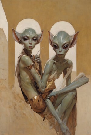 art by Masamune Shirow, art by J.C. Leyendecker, art by simon bisley, art by ralph steadman, a masterpiece, stunning beauty, hyper-realistic oil painting, star wars alien creatures, a portrait picture, incredible detail, fantasy portrait, smooth skin,  kaleidoscope graffiti background,