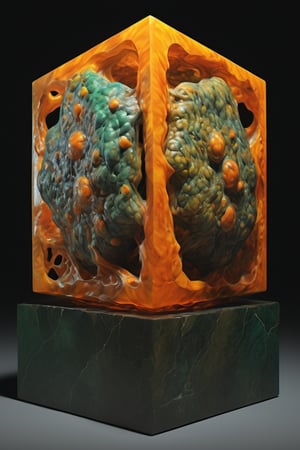 sculpture by Michelangelo , a cube shaped body, stunning beauty, hyper-realistic oil painting, vibrant colors, dark chiarascuro lighting, a telephoto shot, 1000mm lens, f2,8,Vogue,more detail XL