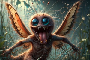 An extreme macroscopic close up of a butterfly's mouth, face and body and wings, sporadic hairs, Bitey, stinging pointing things, sucking probes, digital artwork by Beksinski,potma style,action shot, in the style of esao andrews,stworki,Animal Verse Ultrarealistic 