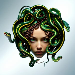 very close up, masterpiece, a scene of medusa staring at the viewer, her split tongue poking out, (((head hair made entirely of snakes))) split snake tongue ((medusas hair is entirely made of snakes))Amazon Tree Boa,aesthetic portrait,orn8,ColorART,p3rfect boobs,omatsuri,DonMM4ch1n3W0rldXL 