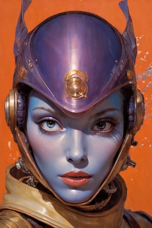 art by Masamune Shirow, art by J.C. Leyendecker, art by simon bisley, art by ralph steadman, a masterpiece, stunning beauty, hyper-realistic oil painting, star wars alien creatures, a portrait picture, incredible detail, fantasy portrait, alien skin, breathing apparatus, fish like skin, eel like noses, blue graffiti background,