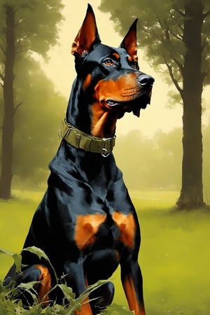 Horror Comics style, art by brom, Toto the dog, a rotweiler. a doberman, Kansas, oz, military poster style, Kansas farm, 